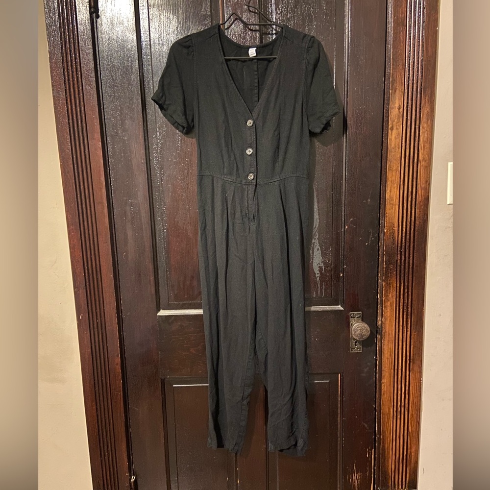Black button up romper
